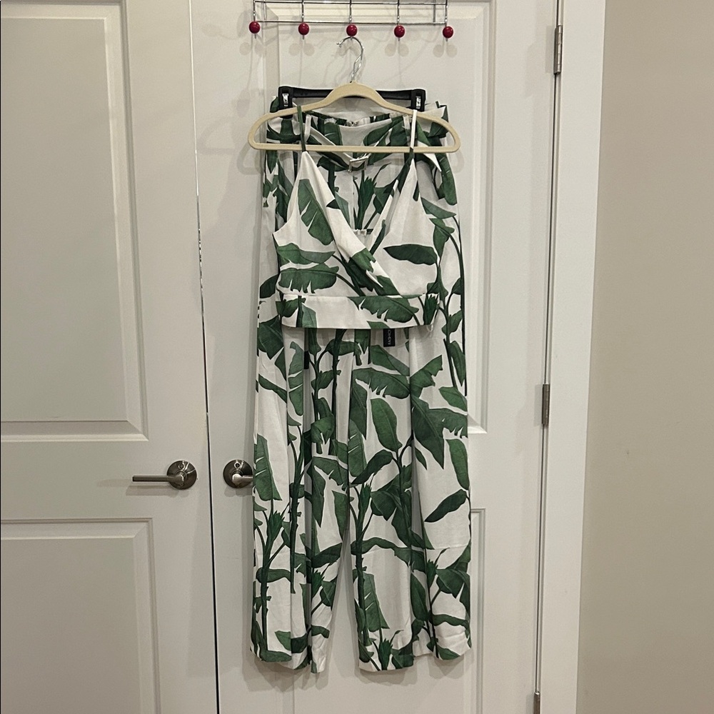 Green Leaf Resortwear Pattern Pant Set